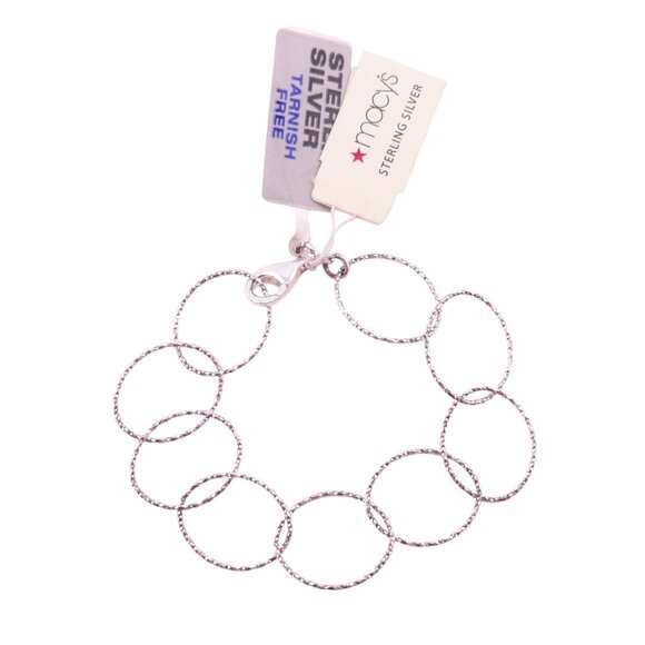 Macy's Tarnish Free Sterling Silver Large Hammered Oval Link Bracelet 7.5" NWT - Picture 1 of 3